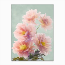 Dahlia Flowers Acrylic Painting In Pastel Colours 2 Canvas Print