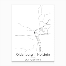 Oldenburg,Germany Minimalist Map Leinwandbild