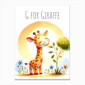 G For Giraffe Nursery Canvas Print