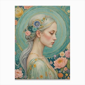 Pastel Floral Woman Canvas Print