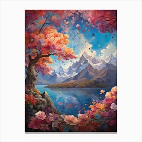 Autumn Tree By The Lake Canvas Print