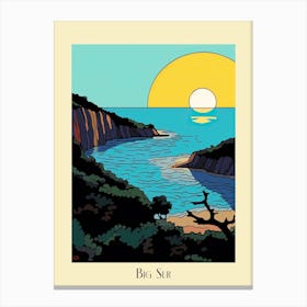 Poster Of Minimal Design Style Of Big Sur California, Usa 2 Canvas Print