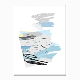 Abstract Blue and Grey Scribble Shapes Canvas Print