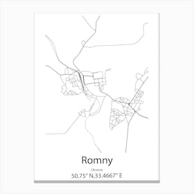 Romny,Ukraine Minimalist Map Canvas Print