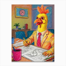 Chicken At Work Canvas Print