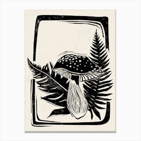 Mushroom Linocut Style Canvas Print