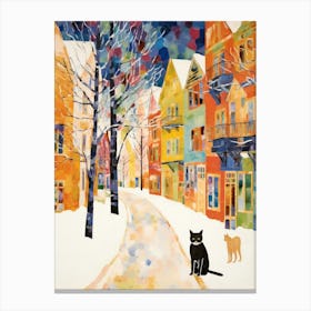 Cat In The Streets Of Aspen   Usa With Snow 3 Canvas Print