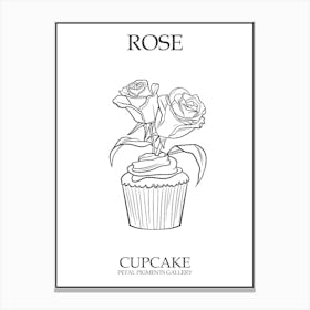 Rose Cupcake Line Drawing 4 Poster Canvas Print