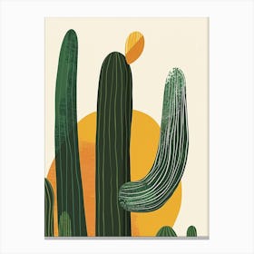 Rat Tail Cactus Minimalist Abstract Illustration 6 Canvas Print