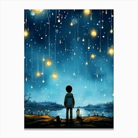 Boy Looking At The Moon Canvas Print