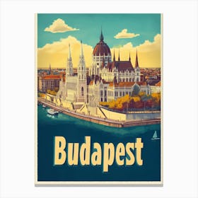 Aihrgdesign A Retro Travel Poster For Budapest Featuring The 5 Canvas Print