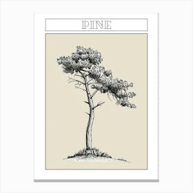Pine Tree Minimalistic Drawing 2 Poster Canvas Print