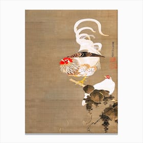 Hen And Rooster With Grapevine (1792), Itō Jakuchū Canvas Print