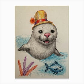 Seal In A Hat 2 Canvas Print