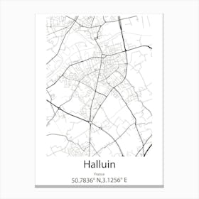 Halluin,France Minimalist Map Canvas Print