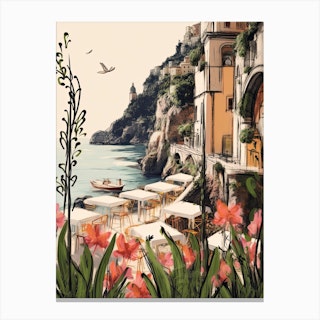 Positano, Flower Collage 4 Canvas Print