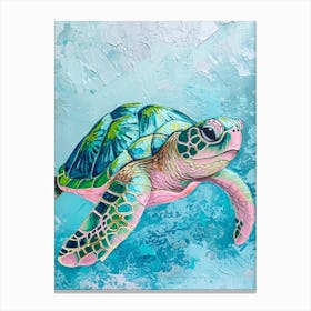 Pastel Pink & Blue Sea Turtle 2 Canvas Print