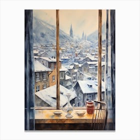 Winter Cityscape Zermatt Switzerland 2 Canvas Print