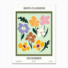 Birth Flowers December Canvas Print