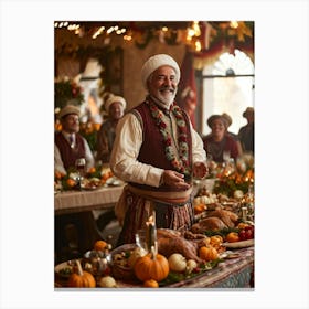 A Jovial Pilgrim Adorned With Traditional Dress From The New World An Adoring Smile Complementing (2) 1 Canvas Print