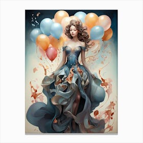 Girl With Balloons 4 Canvas Print