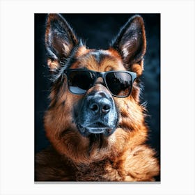 German Shepherd Dog In Sunglasses.Generated AI. Art Print 2 Canvas Print