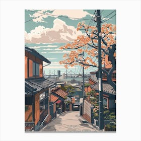 Yokohama Japan Retro Illustration Canvas Print