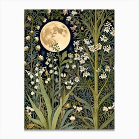 William Morris Style Moonlight In The Woods Canvas Print