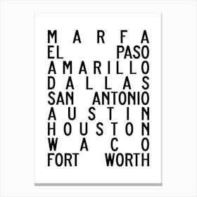 Texas Cities Canvas Print