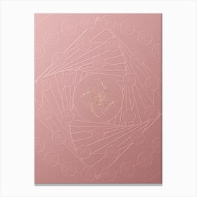 Geometric Gold Glyph on Circle Array in Pink Embossed Paper n.0103 Canvas Print