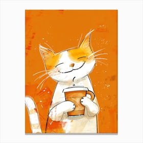 Cat With A Cup Of Coffee Canvas Print