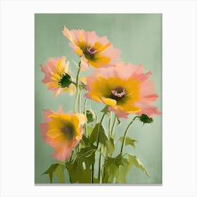Sunflowers Flowers Acrylic Painting In Pastel Colours 12 Canvas Print