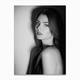 Black And White Portrait Person Radiates Mystery Soft Shadows Mingle With Strategic Highlights Con Canvas Print