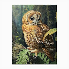 Australian Masked Owl Relief Illustration 2 Canvas Print