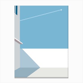 Plane Flying Over A Building minimalism art Canvas Print