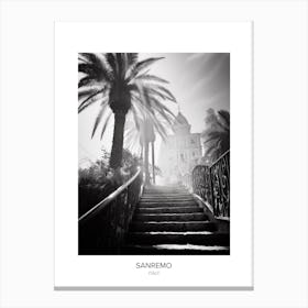 Poster Of Sanremo, Italy, Black And White Photo 3 Canvas Print
