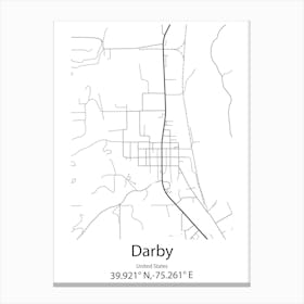 Darby,United States Minimalist Map Canvas Print