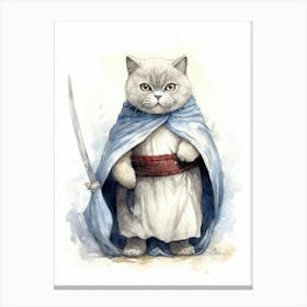 Birtish Shorthair Cat As A Jedi 2 Canvas Print