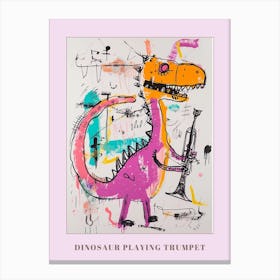 Abstract Dinosaur Scribble Playing The Trumpet 1 Poster Canvas Print