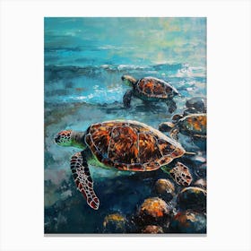 Sea Turtles Underwater Painting Style 1 Canvas Print