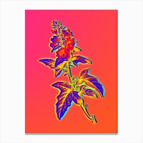 Neon Tree Mallow Botanical in Hot Pink and Electric Blue n.0415 Canvas Print