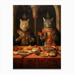 Portrait Of Two Regal Cats  Canvas Print