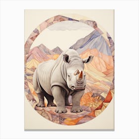 Circle Rhino Portrait Canvas Print