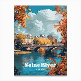 The Seine River Scenic Travel Art Illustration Stampe su tela