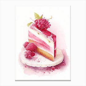 Red Velvet Cheesecake Dessert Gouache Flower Canvas Print