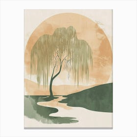 Willow Tree Minimal Japandi Illustration 4 Canvas Print