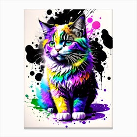 Colorful Cat Painting 6 Canvas Print