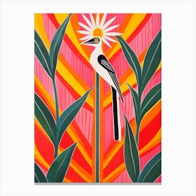 Pink And Red Plant Illustration Bird Of Paradise 3 Canvas Print