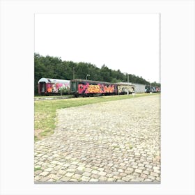 Graffiti Train In Hassel, Belgium Canvas Print