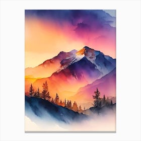 The Rocky Mountains Watercolour 2 Canvas Print